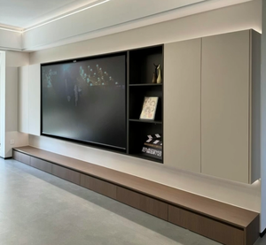 Mueble de TV largo de tono profundo simple moderno con iluminación empotrada y diseño de <span class=keywords><strong>armario</strong></span> Estilo doméstico internacional - Product Image 5