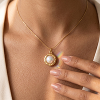 Collier pendentif coquillage perlé texturé vintage pour femme, plaqué or 18 carats, acier inoxydable 304, avec extension réglable
