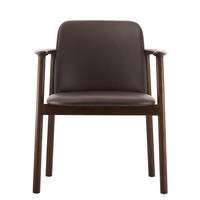 Fauteuil de salle à manger moderne, cadre en bois massif, coussin en cuir, chaise ronde pour tapisserie de Restaurant, DC-S163(V)