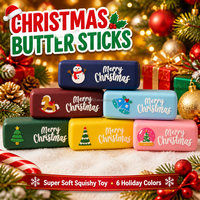 Jouet Squishy en TPR en forme de bâton de beurre de Noël 13,5*4*4CM, bloc de construction rempli, jouet anti-stress et de décompression, vente chaude