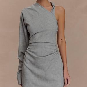 Traje de Vestir Asimétrico de Moda OEM 2025, Chaqueta Vintage de Manga Larga, Vestido Chic para Mujer - Product Image 1