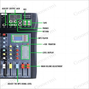 Nouvelle table de mixage audio numérique professionnelle 6 canaux 99 effets avec 2 ports USB et alimentation fantôme 48V, double voix pour le chant - Product Image 3