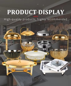 Plats chauffants pour buffet, lot de 4, 5QT, plats chauffants ronds en acier inoxydable pour les fêtes à domicile, les réunions de Noël, la restauration - Product Image 6