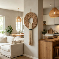 Sculpture murale géométrique en corde tressée, style moderne et minimaliste, pour espaces à hauts plafonds - Vente en gros