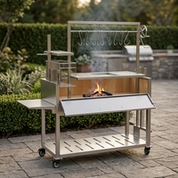 Barbecue Santa Maria en acier inoxydable 304, style argentin, brasero, hauteur réglable, pour cuisson en extérieur