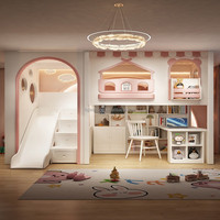 JS Neues Design Luxus-Etagenbett für Kinder Schlafzimmermöbel Kindergartenbetten mit Moderner Bogenrutsche und Aufbewahrungstreppen