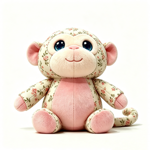 Silueta de mono redonda y abultada personalizada, apta para niños, cojín suave de estilo vintage con estampado floral para habitación infantil - Product Image 4