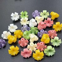 Manik-manik Puakenikeni Chunky untuk Pembuatan Perhiasan, Manik-manik Bunga untuk Anting, Manik-manik Resin Cangkang Hawaii untuk Pembuatan Kalung dan Karangan Bunga