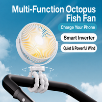 Ventilateur à pince Octopus, mini-ventilateur portable rechargeable par USB, pour poussette de bébé, bureau et utilisation en extérieur