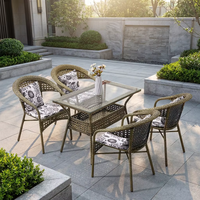 Ensemble de table et trois chaises de jardin en fer forgé moderne avec table basse intégrée pour balcon et terrasse extérieure - Vente directe usine