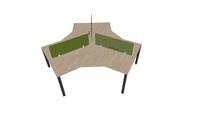KALN 2026 Vina Green - Table de bureau ouverte avec pieds triangulaires, revêtement poudré, design personnalisé, vente directe usine