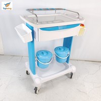 Carrito de Tratamiento Médico Hospitalario de Plástico con 3 Cajones y Cierre Central, 4 Ruedas Silenciosas para Uso en UCI y ER