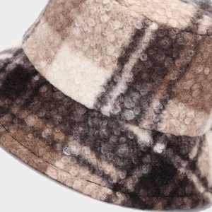 Vintage <b>Teddy</b> Velvet Fashion Warm Bucket Hat <b>Women</b> Autumn Winter British Style Thickened Furry Leopard Print Plaid Bucket Hat - Product Image 2