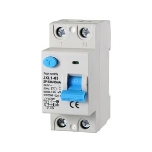Disjoncteur différentiel Gloca JXL1-63 2P 63A 30mA 240V AC, montage sur rail DIN, relais de sécurité - Product Image 1