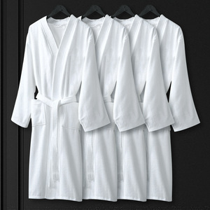 Accappatoio in Spugna di Cotone 100% <span class=keywords><strong>Bianco</strong></span> con Colletto <span class=keywords><strong>Kimono</strong></span> per Hotel e Spa, per Uomo e <span class=keywords><strong>Donna</strong></span> - Product Image 2