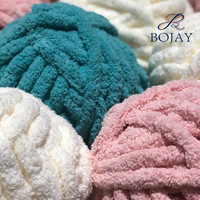Bojay 2cm Thickness Chenille Ball Yarn, 100% Polyester Chenille Chunky Vegan Yarn, Customized Labels for You