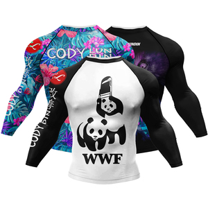 Großhandel Sonnenschutzbekleidung Kompressionshemd Rashguard Fitness langärmelig Sublimation Bjj Jiu-Jitsu Rashguard - Product Image 5