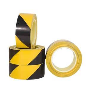 Ruban de signalisation noir et jaune personnalisé en PVC, adhésif pour sol, ruban de signalisation imperméable en LDPE pour travaux souterrains - Product Image 1