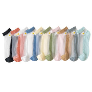 Calcetines de Seda Finos para Niños al por Mayor, Calcetines de Verano con Encaje y Cristal, Calcetines de Algodón Transpirables que Absorben el Sudor para Mujer - Product Image 6