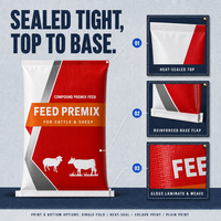 Sac tissé en PP imperméable de qualité alimentaire pour aliments pour volailles, bétail et animaux d'élevage, 25 kg, 50 kg