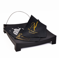 Serviettes en papier de cocktail noires de luxe en gros avec logo or/argent personnalisé imprimé pour mariages, fêtes et occasions spéciales comme Thanksgiving