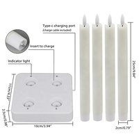 Ensemble de 4 bougies LED chauffe-plat en cire de paraffine ivoire, télécommandées, scintillantes, rechargeables par USB, pour la décoration intérieure