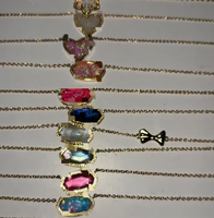 Collier hexagonal en acier inoxydable plaqué or 18 carats, étanche, de la marque Fanhua Jewelry KS Jewelry
