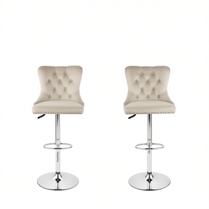 Tabourets de bar en velours XoxenWise, hauteur réglable, base pivotante chromée, style moderne et contemporain, chaises pour îlot de cuisine - Product Image 1