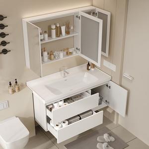 Cream Wind Waterproof Large Capacity Storage Space Smart <b>Mirror</b> Bathroom Cabinet - Product Image 4
