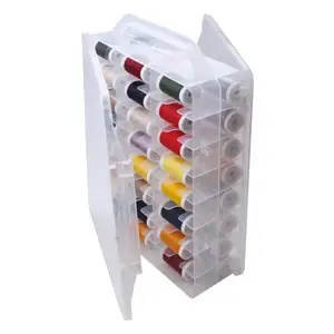 NISEVEN Custom 46 griglie portatile filo di plastica trasparente rocchetti scatola portaoggetti scatola filo doppio lato scatola di stoccaggio per cucito Organizer