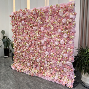 Yedodo Moderno Sfondo per Matrimoni in Tessuto 5D Stile Foresta, Fatto a Mano, Parete Floreale <span class=keywords><strong>Rossa</strong></span> di Alta Gamma, File di Rose Artificiali per Ristoranti - Product Image 2
