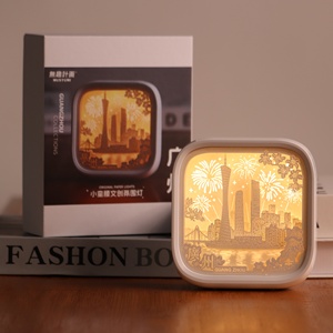 Decoración para el Hogar, <span class=keywords><strong>Manualidades</strong></span> de <span class=keywords><strong>Papel</strong></span>, Lámpara LED con Grabado, Caja de Regalo Personalizada, Luz Nocturna LED USB Festiva - Product Image 4