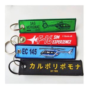 Wholesale Custom Cheap Jet Tag Fabric Embroidered Keychain Promotional Gift with Custom Logo for Key Holder - Product Image 1
