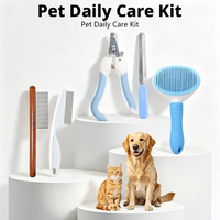 Kit de Toilettage pour Animaux 5 Pièces Premium Populaire avec Poignée Ergonomique Facile à Nettoyer : Coupe-Griffes, Peigne Anti-Puces, Peigne à Dents Fines, Brosse Démêlante pour Animaux