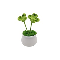 Plante artificielle en pot miniature au crochet fait main, tissée à la main, pour décoration intérieure, cadeau, ornement pour tableau de bord de voiture et maison