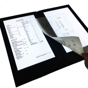 4 विचार 3 पैनल नेतृत्व वाला मेनू कवर रेस्तरां के नेतृत्व वाले मेनू धारक के लिए लाल क्रोकोडाइल-पैटर्न्ड चमड़े को अनुकूलित करता है - Product Image 6