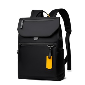 Men's Laptop <b>Backpack</b> 15 Inches Large Capacity Lightweight Business Travel Shoulder Bag Solid Color <b>Black</b> - Product Image 4