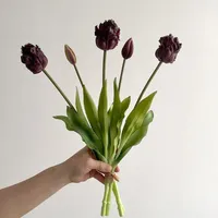 5 Tangkai Bunga Tulip Buatan dari Lateks, Dekorasi Rumah Mewah, Tulip Sentuhan Asli, Buket Pengantin, Dekorasi Pernikahan, Hiasan Meja Pesta