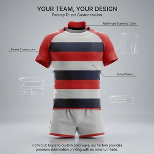Kaos Rugby Custom Ukuran Besar Sublimasi Cepat Kering Bernapas Bahan Polyester Pria Wanita Remaja Tim Klub Latihan Pertandingan - Product Image 1
