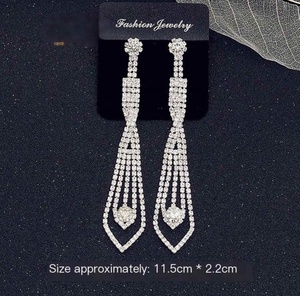 European American Style Classical Tassel <b>Earrings</b> Long Rhinestone Full Diamond <b>Fashion</b> <b>Chandelier</b> for Nightclub Formal Party - Product Image 5
