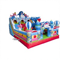 Structure gonflable commerciale 4m*5m en PVC écologique et durable avec toboggan et piscine, souffleur inclus, idéale pour les fêtes et la location