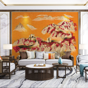 Mural de Pared Bordado Ke Hong El Emperador Dorado, Paisaje de la Gran Muralla China, Tela No Tejida, Decoración del Hogar, Rectangular, Resistente a la Humedad - Product Image 2