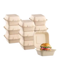 Boîte à lunch en bagasse biodégradable jetable Boîte à lunch alimentaire en bagasse de canne à sucre Boîte à clapet personnalisée