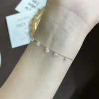 Bracelet en or jaune 18 carats torsadé ajustable avec diamant en forme de poire, diamant de laboratoire, bijoux de mode pour femmes, vente en gros, délicat et raffiné
