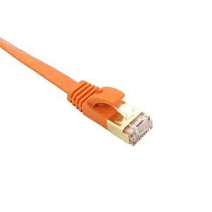 RJ45 Gold Plated Connector SSTP Shielded 32AWG Cat7 Flat Ethernet Cable