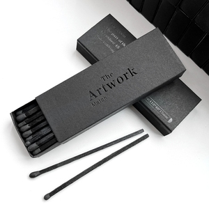 High Quality Customize logo on <strong>matchbox</strong> with All Black Matches Wholesale Wooden Stick Safety Matches Candle Boxed Matches - Product Image 1