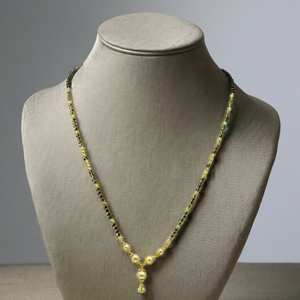 Mangalsutra indien traditionnel en or 22 carats, chaîne de perles noires, pendentif minimaliste en perles et zircon, bijoux à porter au quotidien pour femmes - Product Image 3