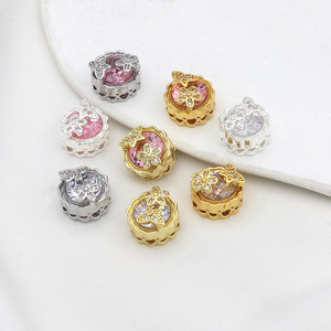 Cuentas Espaciadoras con Diseño de Mariposa Floral, Chapadas en Oro de 18k, con Diamantes de Imitación, Accesorios de Joyería DIY D176 - Product Image 1