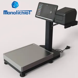 MonolithIoT Food store doppio schermo con stampante elettronica digitale AI Android pesatura automatica di alimenti bilance fresche intelligenti