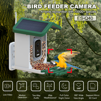 Mangeoire intelligente pour oiseaux avec caméra et piles à énergie solaire, sans fil pour le contrôle de l'application extérieure, vision nocturne en couleur par IA, identification des espèces